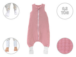 Letni muślinowy śpiworek 0,5 TOG ze skarpetkami