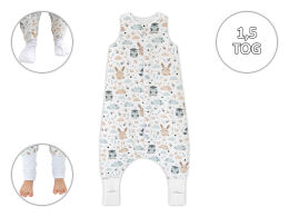 zajączek i sówka-1,5 TOG Śpiworek całoroczny ze skarpetkami