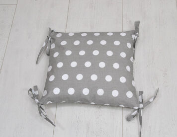 Poduszka bawełniana - Białe grochy na szarym