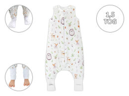 zwierzątka zielone -2,5 TOG Śpiworek całoroczny ze skarpetkami