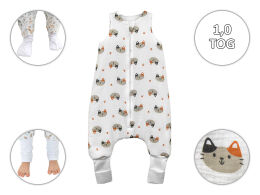 Koci świat  -1,0 TOG Śpiworek muślinowy ze skarpetkami