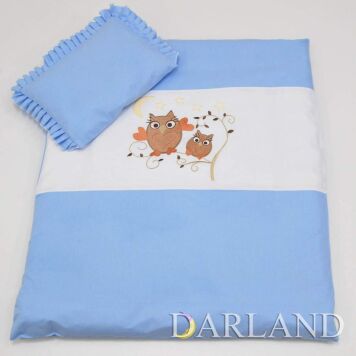 Pościel do wóżka 2el - sówki w błękicie h9