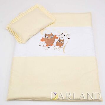 Pościel do wóżka 4el - sówki w ecru h9