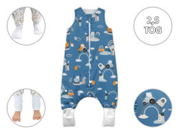 traktory niebieskie -2,5 TOG Śpiworek ocieplany ze skarpetkami