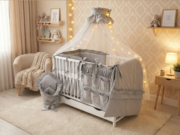 Łóżeczko z wyposażeniem - 14el Glamour