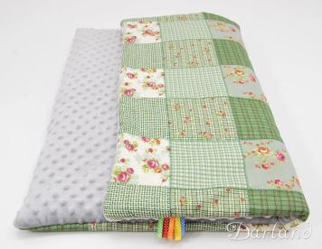 Kocyk MINKY - patchwork zielony / szare