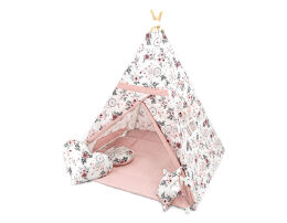 Namiot TIPI + mata + 3 poduszki - Łapacz snów + brudny róż