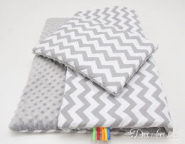 Kołderka + podusia MINKY-zygzak szary  / szary