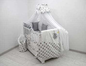 Pościel modułowa Minky 25el - szare pierniczki na białym