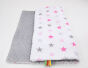 Kocyk MINKY - różowo-szare gwiazdki  / szare