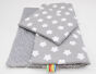 Kołderka + podusia MINKY-białe pierniczki na szarym / szare