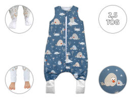 ptaki niebieskie -2,5 TOG Śpiworek ocieplany ze skarpetkami
