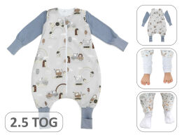 traktory szare  -Ocieplany śpiworek 2,5 TOG z odpinanymi rękawkami i ze skarpetkami