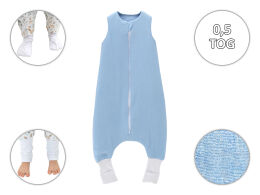 Błękit -Letni muślinowy śpiworek 0,5 TOG ze skarpetkami