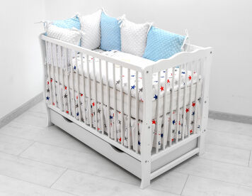 Łóżeczko tapczanik z wyposażeniem - 20el Minky haft moduły [J]