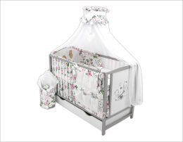 Łóżeczko tapczanik z wyposażeniem - 16el haft [BAJ SZUF]