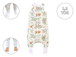 zwierzątka liście -1,5 TOG Śpiworek całoroczny ze skarpetkami