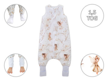 wróżki w beżu -1,5 TOG Śpiworek całoroczny  ze skarpetkami