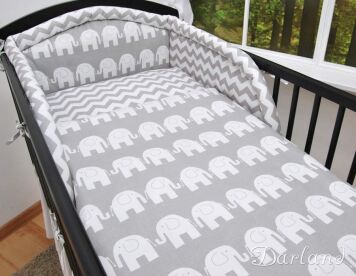 Pościel 3el - szare słoniki / zygzaki (Pościel dwustronna) 