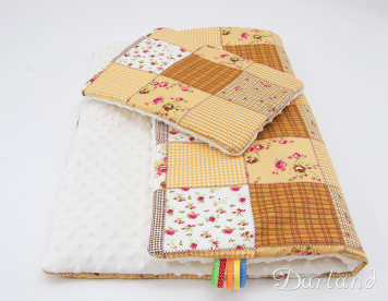 Kołderka + podusia MINKY-patchwork beżowy / ecru