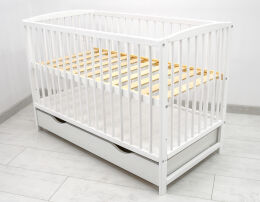 Łóżeczko dziecięce z szufladą - białe [SZB]