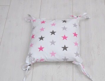 Poduszka bawełniana - Różowo szare gwiazdeczki