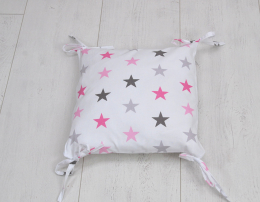 Poduszka bawełniana - Różowo szare gwiazdeczki