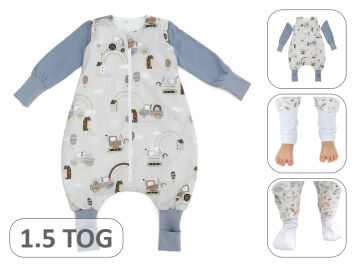 traktory szare  -Ocieplany śpiworek 1,5 TOG z odpinanymi rękawkami i ze skarpetkami