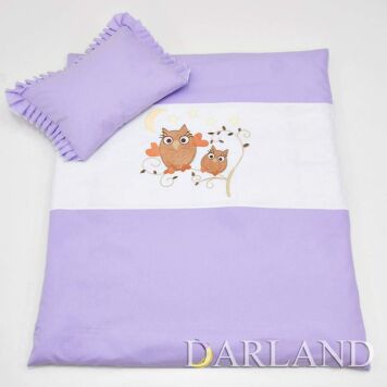 Pościel do wóżka 4el - sówki w fiolecie h9