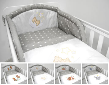 Pościel 3el - białe gwiazdki na szarym