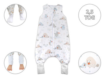ptaki szare -2,5 TOG Śpiworek ocieplany ze skarpetkami