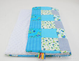 Kocyk MINKY - patchwork niebieski / białe