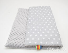 Kocyk MINKY - białe gwiazdki na szarym / szare