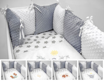 Pościel modułowa Minky 8el - szare pierniczki na białym