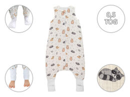Szopy -Letni muślinowy śpiworek 0,5 TOG ze skarpetkami