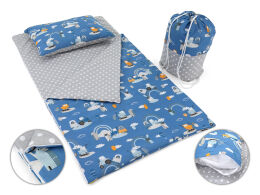 Traktory niebieskie   - Śpiworek do przedszkola 145 x 75