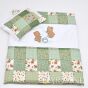 Pościel do wóżka 2el - misie na huśtawce w patchworku zielonym h6