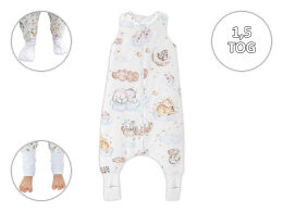 zwierzątka śpiące -1,5 TOG Śpiworek całoroczny ze skarpetkami