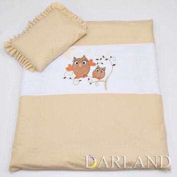 Pościel do wóżka 2el - sówki w beżui h9