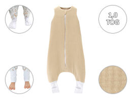 Beż -1,0 TOG Śpiworek muślinowy ze skarpetkami