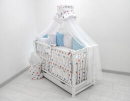 Łóżeczko tapczanik z wyposażeniem - 27el Minky haft moduły [J]