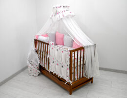 Łóżeczko z wyposażeniem - 27el Minky haft moduły [SZB]