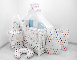 Łóżeczko tapczanik z wyposażeniem - 35el Minky haft moduły [J]