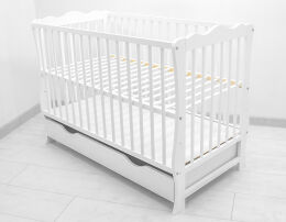 Łóżeczko dziecięce tapczanik z szufladą - białe [J]