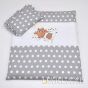 Pościel do wóżka 4el - sówki w szarych grochach h9