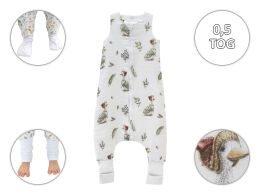 Gąski  -Letni muślinowy śpiworek 0,5 TOG ze skarpetkami