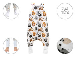 Leśna rodzinka -1,0 TOG Śpiworek muślinowy ze skarpetkami