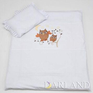 Pościel do wóżka 2el - sówki w bieli h9
