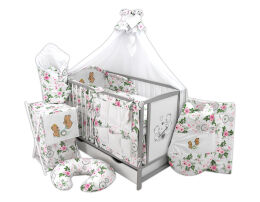 Łóżeczko tapczanik z wyposażeniem - 24el haft [BAJ SZUF]