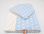 Kołderka + podusia MINKY-białe grochy na błękicie / ecru